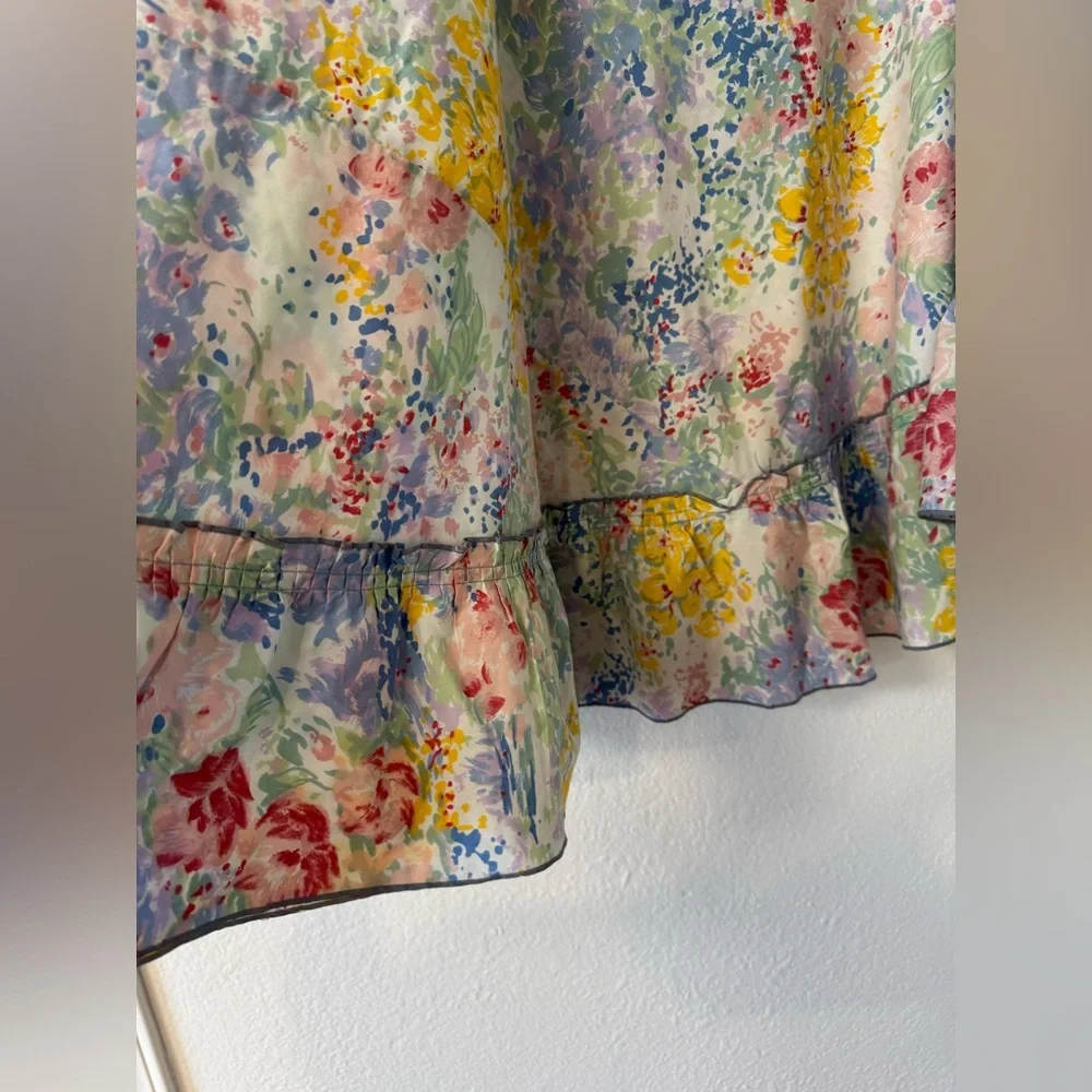 Vintage Floral Tablecloth With Ruffled Edge